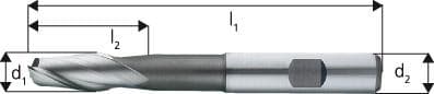 Freză cilindro-frontală, HSS Co8%, lungă, 2 tăișuri, 2.00mm, DIN 1835B, FORUM