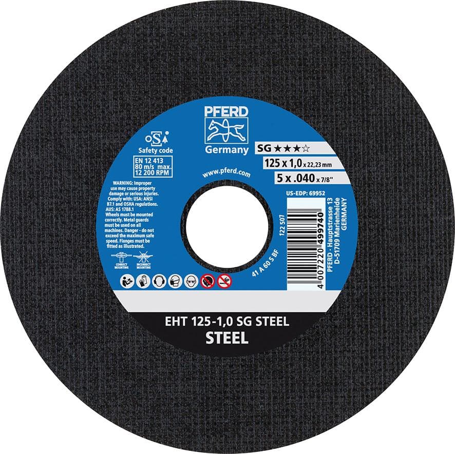 Disc de debitare pentru oțel, 115x1,0 mm, drept, PFERD