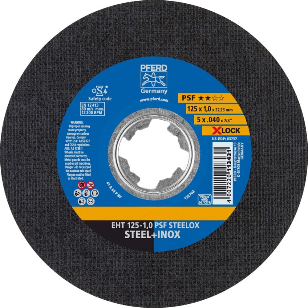Disc de debitare X-LOCK PSF STEELOX pentru oțel, inox, 125x2,4 mm, drept, PFERD