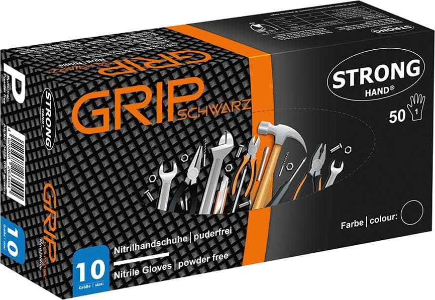 Mănușă de unică folosință Grip, nitril, nepudrată, neagră, cutie 50 bucăți