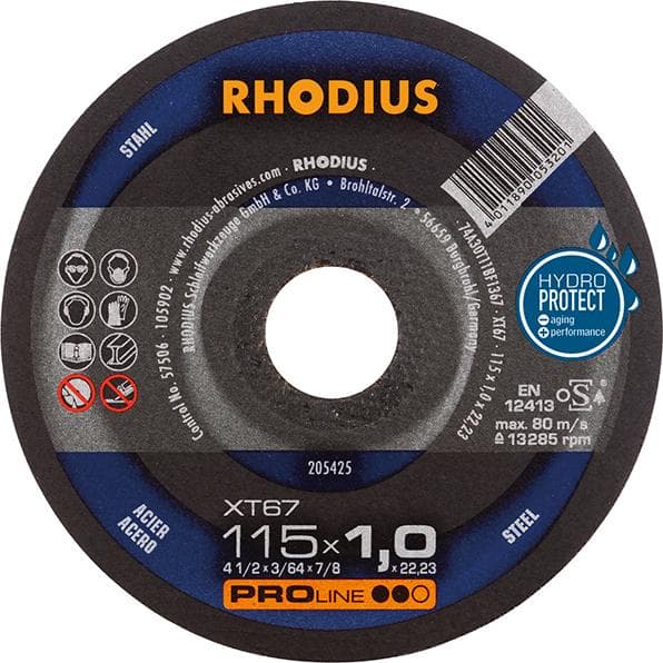 Disc de tăiere XT67, pentru oțel, 115x1,0 mm, drept, RHODIUS