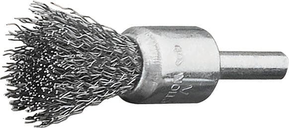 Perie de sârmă din inox V2A, tip pensulă, cu coadă 6 mm, diametru 12 mm, sârmă ondulată 0.3 mm, Lessmann