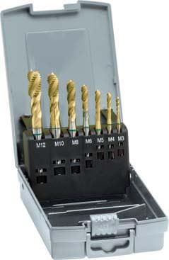 Set tarozi de mașină pentru găuri oarbe, M3-M12, HSS-E PM, acoperit TiN, tip N, 7 buc, GUHRING