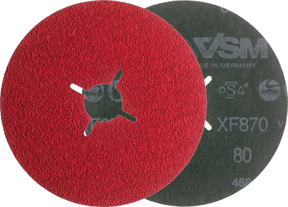 Disc abraziv de polizat pentru inox și oțeluri înalt aliate, 180 mm, granulație 36, VSM