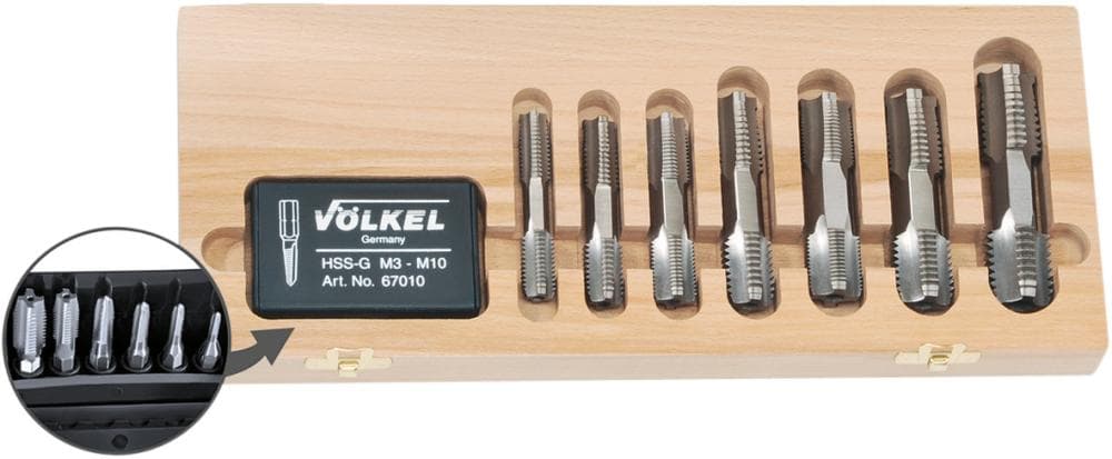 Set tarozi / filiere cu antrenare tip bit, HexTap DS, HSS-G, G 1/8" - 1", 6 buc, 48608, VÖLKEL