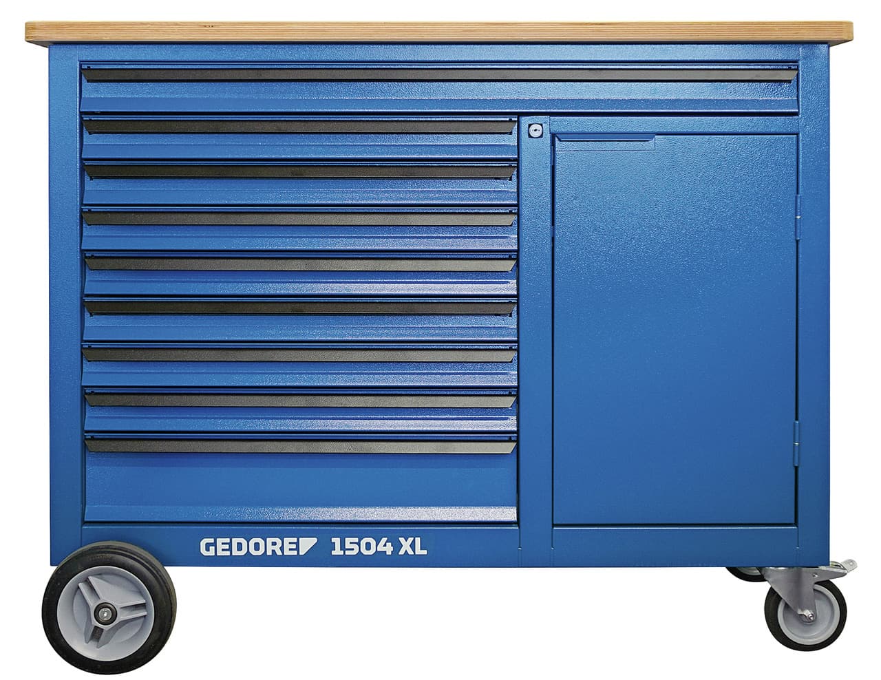 Banc de lucru mobil 1250x630x985mm cu 9 sertare și 306 piese, 1504 XL-S-306, GEDORE