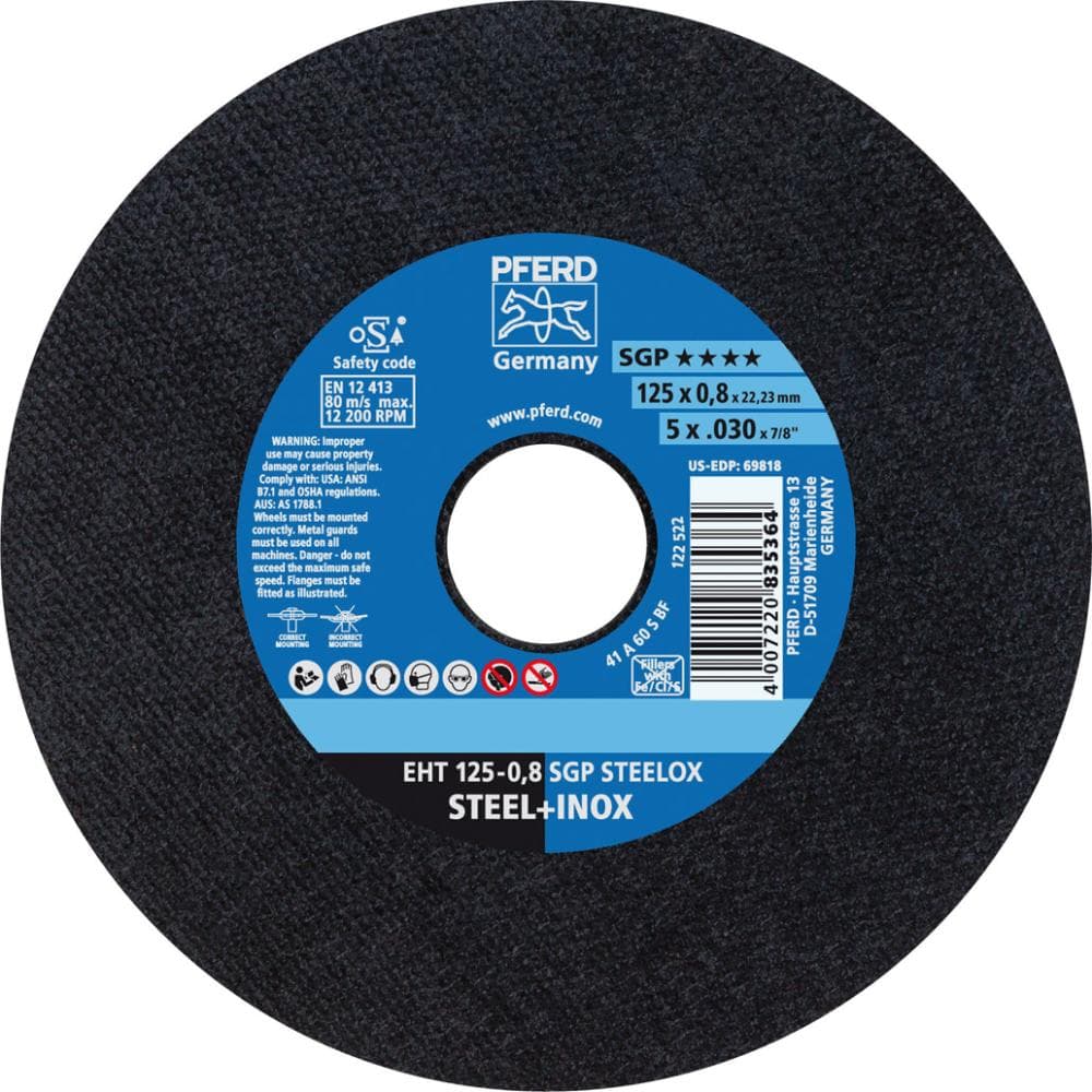 Disc de debitare pentru oțel și inox, 115x0,8 mm, drept, PFERD