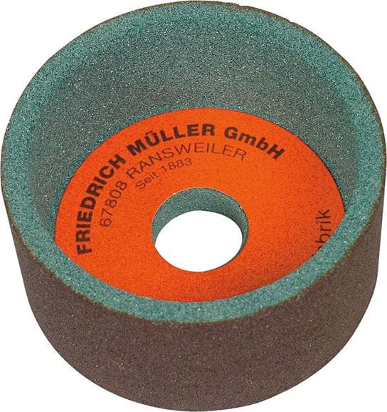 Piatră de rectificat tip oală, carbură de siliciu verde, granulație 80, 100x50 mm, gaură 20 mm, duritate K, Müller