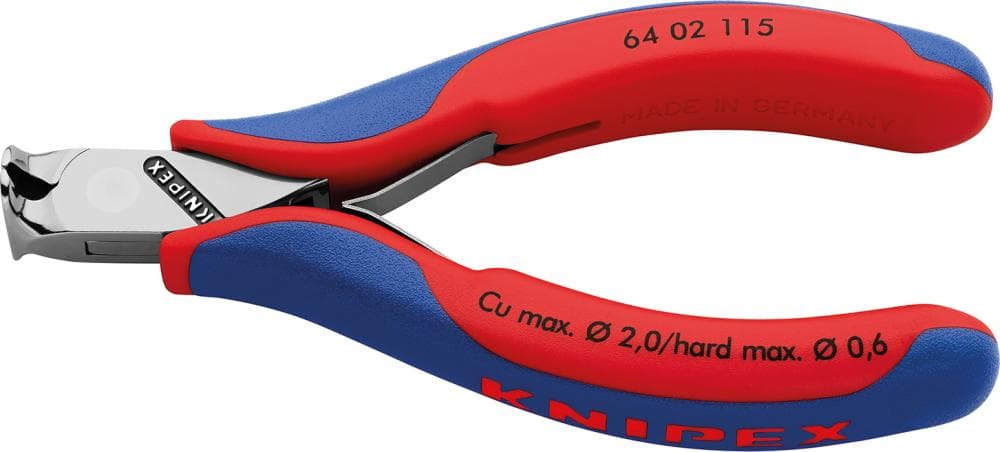 Clește cu tăiș frontal pentru electroniști, 115 mm, cap lustruit, cu înclinare, 64 02 115, KNIPEX