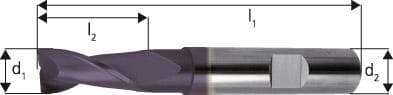 Freză cilindro-frontală lungă, carbură monobloc, 2.00 mm, 2 tăișuri, TiAlN, DIN 6527L, FORUM
