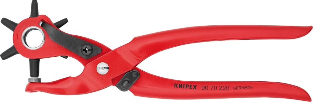 Clește de perforat tip revolver, Ø găuri: 2; 2,5; 3; 3,5; 4; 4,5 mm, 220mm, 90 70 220 EAN, KNIPEX