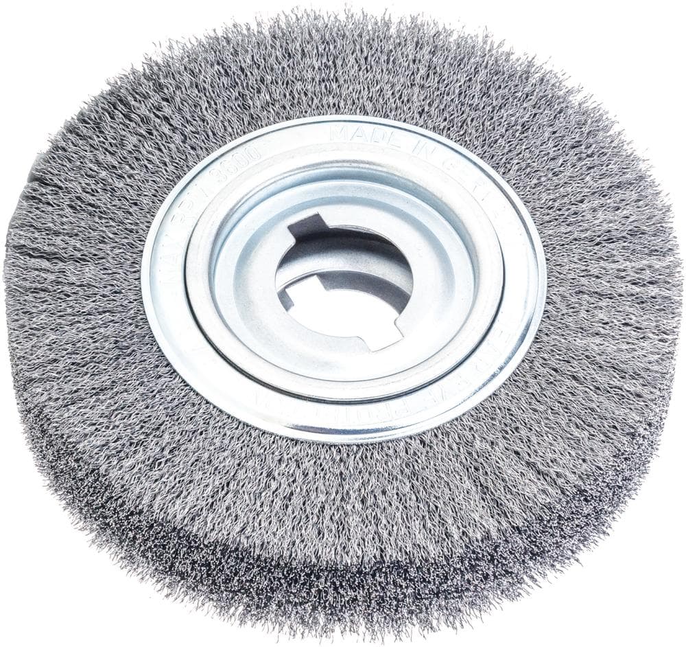 Perie de sârmă din oțel, rotundă, Ø 250mm, sârmă ondulată 0,35mm, prindere 50,8mm, Lessmann