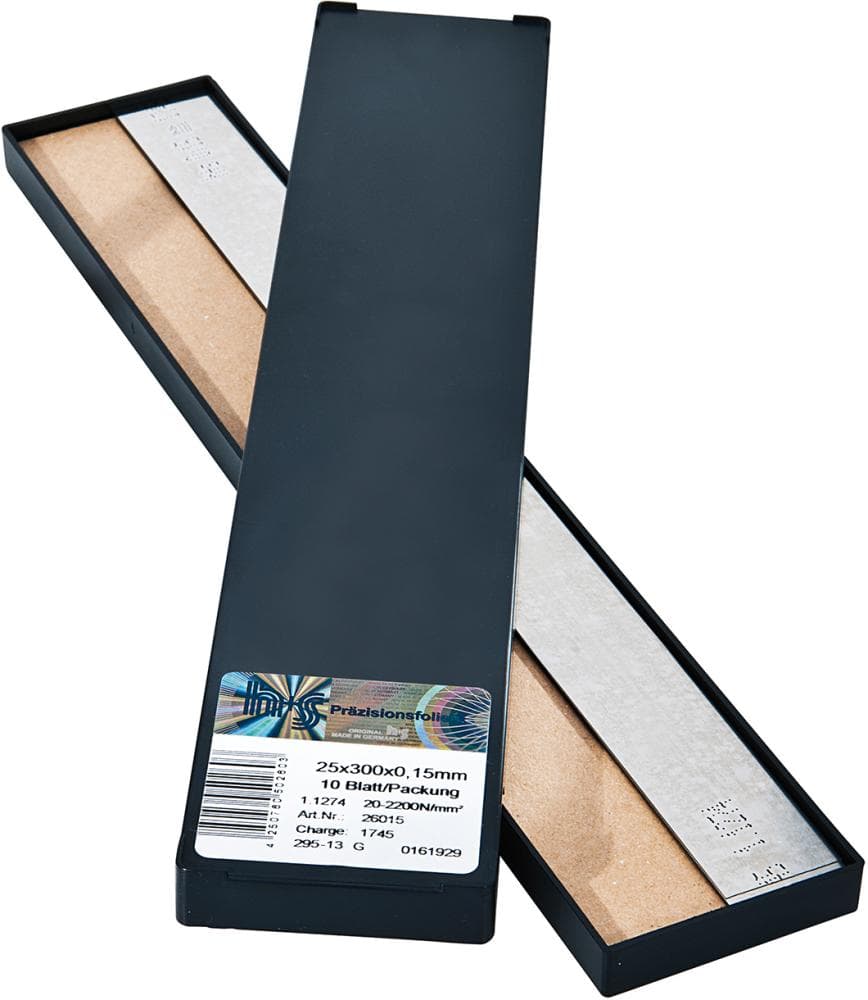 Set de folii metalice 300x25mm, grosimi 0,01-1,00mm, 21 bucăți, H+S