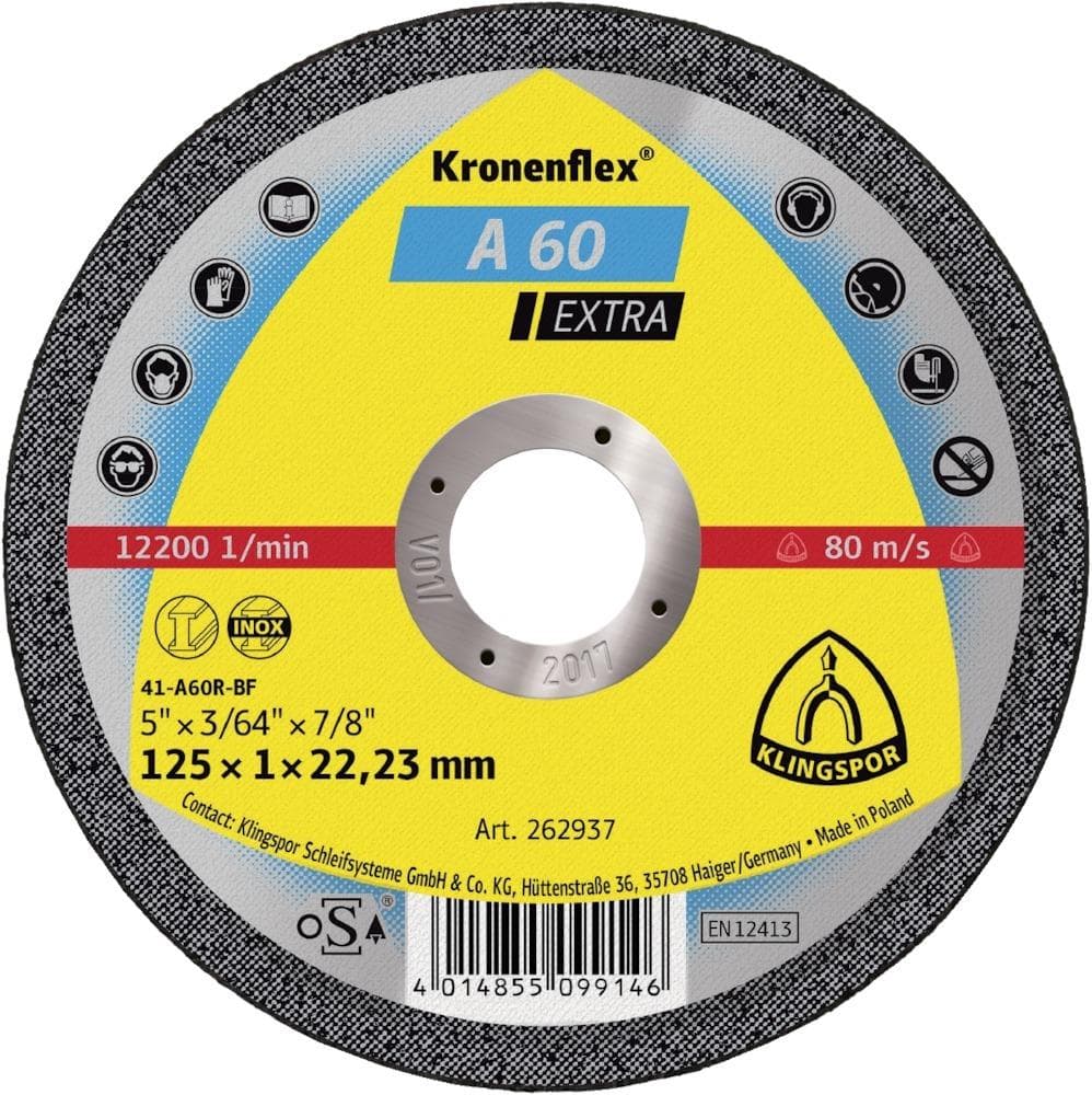 Disc de tăiere pentru inox 115x1,0 mm, drept, KLINGSPOR