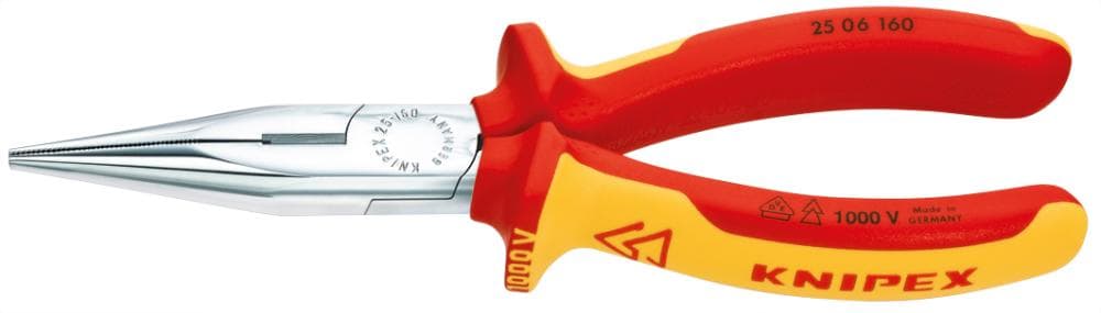 Clește cu bacuri semirotunde, 160 mm, drept, cromat, izolat VDE, 25 06 160, KNIPEX