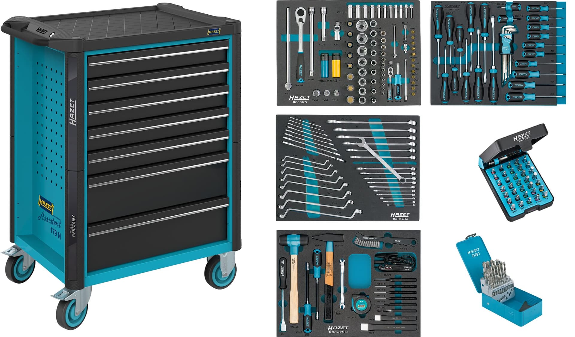 Dulap mobil pentru scule 785x518x1020 mm cu set 220 buc și 7 sertare, Hazet
