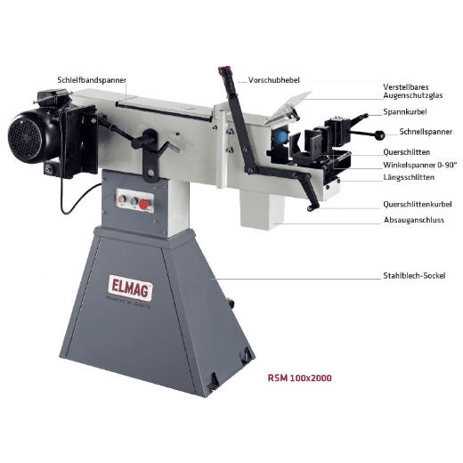 Mașină de șlefuit cu bandă RSM 100x2000mm, 400V, 3000W, 82193, ELMAG