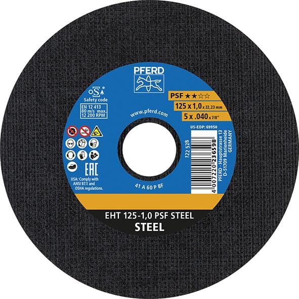 Disc de debitare pentru oțel, 115x1 mm, drept, PFERD