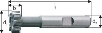 Freză pentru caneluri T, tip N, 6 tăișuri, DIN 851-AB, HSS-Co 5%, 12.5x6.0mm, Forum