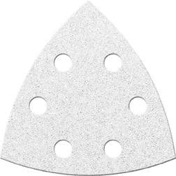 Hârtie abrazivă triunghiulară cu scai, 94 mm, granulație 40, corindon alb, 6 găuri, set 6 bucăți, FORTIS
