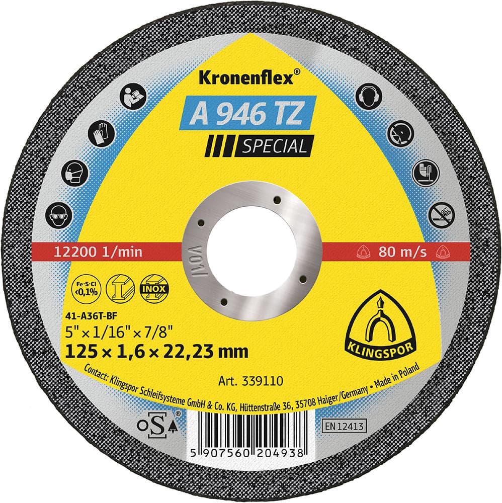 Disc de tăiere A946TZ 115x1,6mm pentru inox, 25 bucăți în cutie de plastic, KLINGSPOR