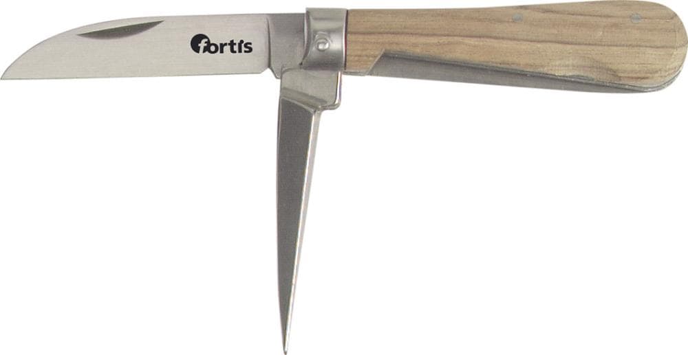Cuțit pentru cabluri, 2 lame 74mm, 163mm, mâner lemn, FORTIS