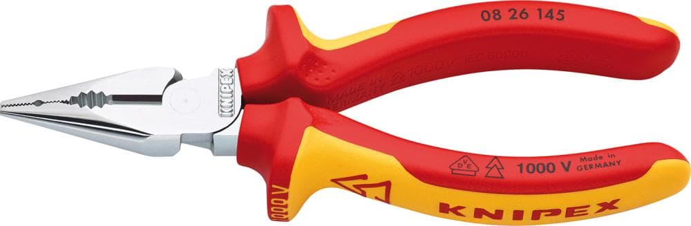 Clește combinat cu vârf ascuțit, VDE, 145 mm, cap cromat, 08 26 145, KNIPEX