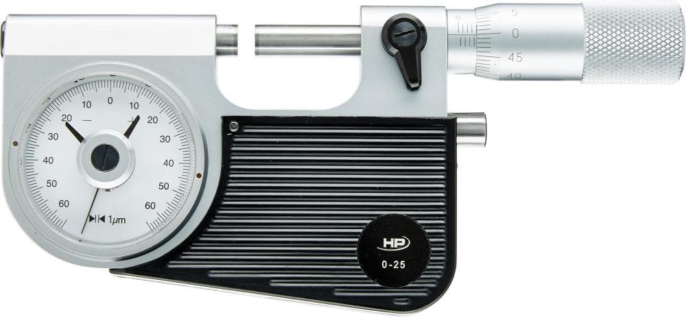 Micrometru de precizie cu cadran, 0-25mm, ax Ø 7.5mm, pas 0.5mm, HELIOS PREISSER