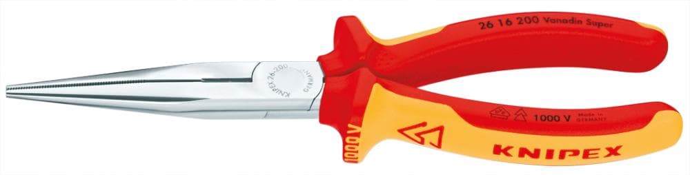 Clește cu bacuri semirotunde lungi, drept, 200 mm, izolat VDE, 26 16 200, KNIPEX