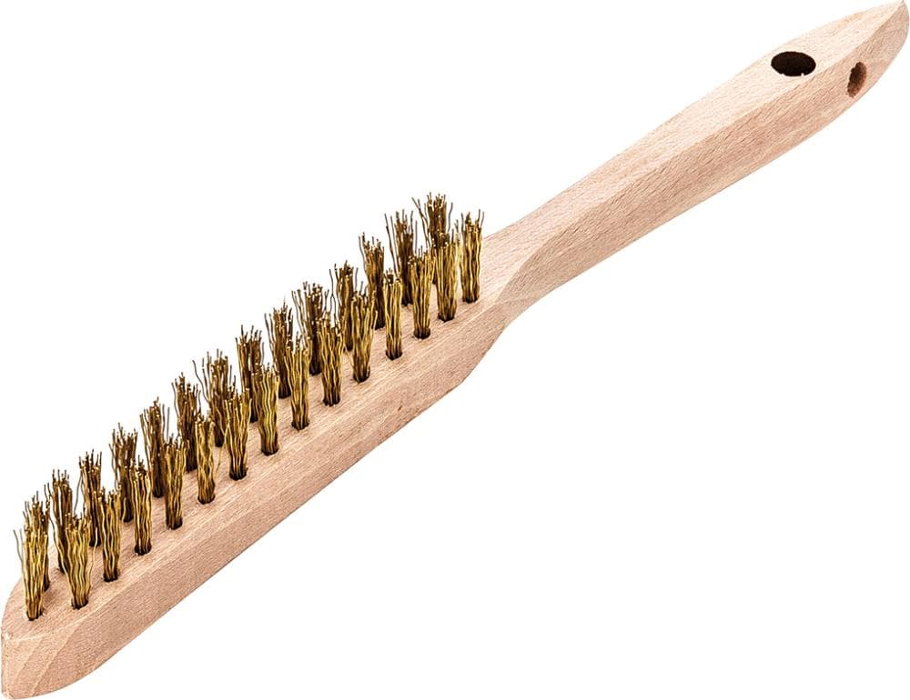 Perie de sârmă din alamă, 2 rânduri de sârmă ondulată 0.35 mm, 290/140 mm, Lessmann
