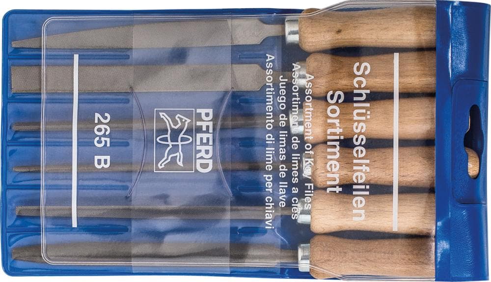 Set pile pentru chei, 6 bucăți, 100 mm, dantură 2, cu mâner, husă plastic, PFERD