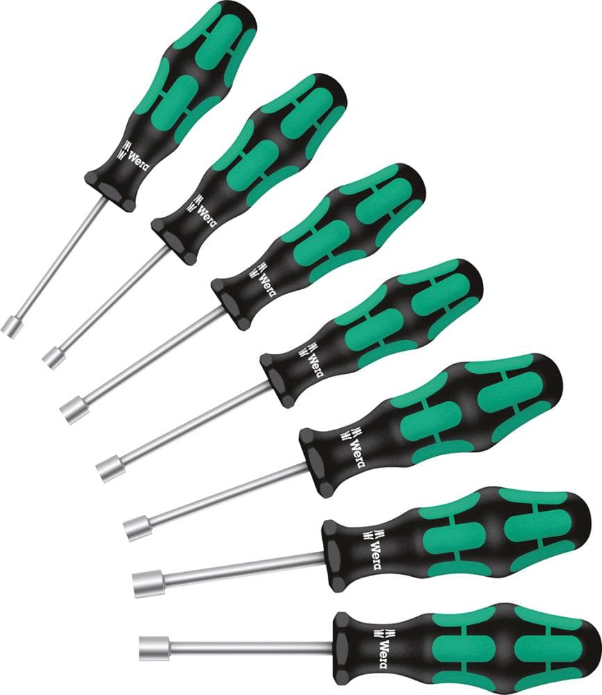 Set chei tubulare, 5 - 13 mm, 7 piese, mâner pentru șuruburi cu exterior 6 laturi, Wera